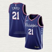 Maglia Joel Embiid NO 21 Philadelphia 76ers Citta 2019-20 Blu