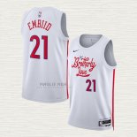 Maglia Joel Embiid NO 21 Philadelphia 76ers Citta 2022-23 Bianco