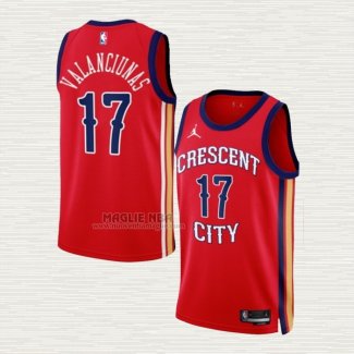 Maglia Jonas Valanciunas NO 17 New Orleans Pelicans Statement 2023-24 Rosso