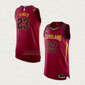 Maglia LeBron James NO 23 Cleveland Cavaliers Icon Autentico Rosso