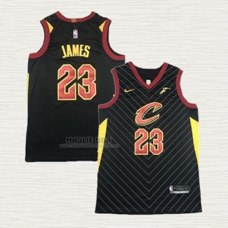 Maglia LeBron James NO 23 Cleveland Cavaliers Throwback Nero