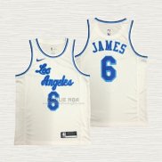 Maglia LeBron James NO 6 Los Angeles Lakers Classic 2019-20 Bianco