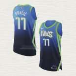 Maglia Luka Doncic NO 77 Dallas Mavericks Citta Autentico Blu