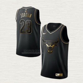 Maglia Michael Jordan NO 23 Chicago Bulls Golden Edition Nero