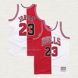 Maglia Michael Jordan NO 23 Chicago Bulls Split Bianco Rosso