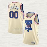 Maglia Philadelphia 76ers Personalizzate Earned 2020-21 Crema