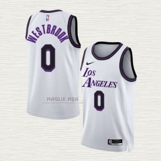 Maglia Russell Westbrook NO 0 Los Angeles Lakers Citta 2022-23 Bianco