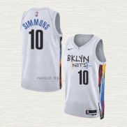 Maglia Ben Simmons NO 10 Brooklyn Nets Citta 2022-23 Bianco