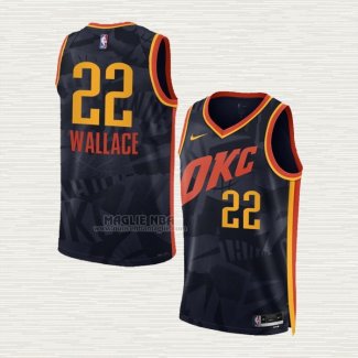 Maglia Cason Wallace NO 22 Oklahoma City Thunder Citta 2023-24 Nero