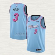 Maglia Dwyane Wade NO 3 Miami Heat Citta Blu