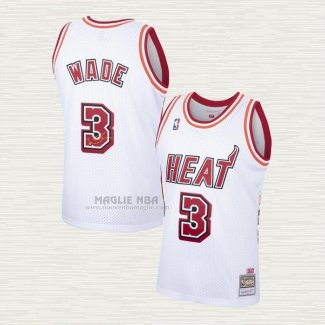 Maglia Dwyane Wade NO 3 Miami Heat Hardwood Classics Bianco