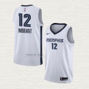 Maglia Ja Morant NO 12 Memphis Grizzlies Association 2019-20 Bianco