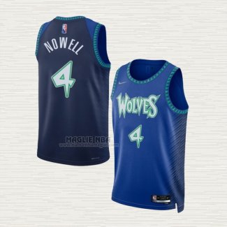 Maglia Jaylen Nowell NO 4 Minnesota Timberwolves Citta 2021-22 Blu