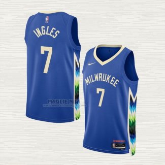 Maglia Joe Ingles NO 7 Milwaukee Bucks Citta 2022-23 Blu