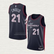 Maglia Joel Embiid NO 21 Philadelphia 76ers Citta 2023-24 Blu