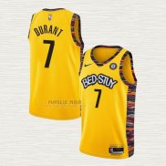 Maglia Kevin Durant NO 7 Brooklyn Nets Citta 2020-21 Giallo