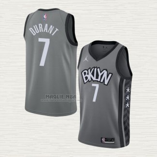 Maglia Kevin Durant NO 7 Brooklyn Nets Statement 2021 Grigio