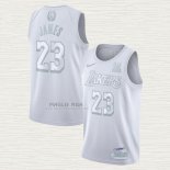 Maglia LeBron James NO 23 Los Angeles Lakers MVP Bianco