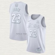 Maglia LeBron James NO 23 Los Angeles Lakers MVP Bianco