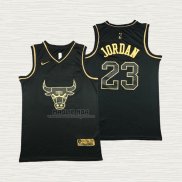 Maglia Michael Jordan NO 23 Chicago Bulls Golden Edition Nero