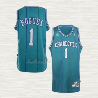 Maglia Muggsy Bogues NO 1 Charlotte Hornets Throwback Blu