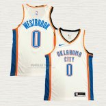 Maglia Russell Westbrook NO 0 Oklahoma City Thunder Association Bianco