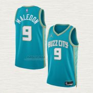 Maglia Theo Maledon NO 9 Charlotte Hornets Citta 2023-24 Verde