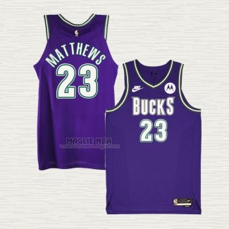 Maglia Wesley Matthews NO 23 Milwaukee Bucks Classic 2022-23 Viola