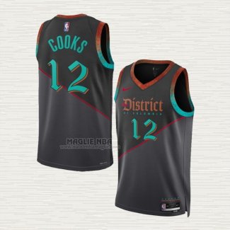 Maglia Xavier Cooks NO 12 Washington Wizards Citta 2023-24 Nero