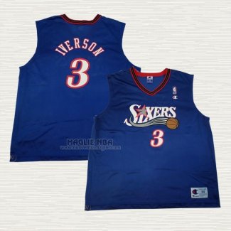 Maglia Allen Iverson NO 3 Philadelphia 76ers Throwback Blu2