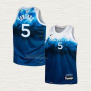 Maglia Anthony Edwards NO 5 Bambino Minnesota Timberwolves Citta 2023-24 Blu