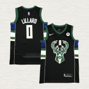 Maglia Damian Lillard NO 0 Milwaukee Bucks Statement 2018-19 Nero