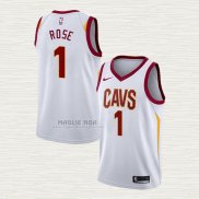 Maglia Derrick Rose NO 1 Cleveland Cavaliers Association 2017-18 Bianco