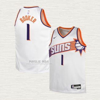 Maglia Devin Booker NO 1 Bambino Phoenix Suns Association 2023-24 Bianco