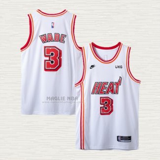 Maglia Dwyane Wade NO 3 Miami Heat Classic 2022-23 Bianco