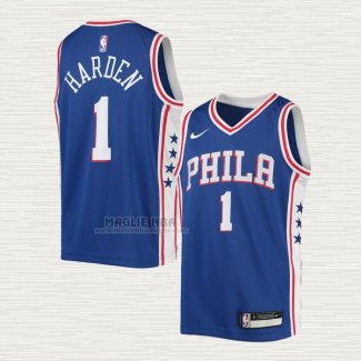 Maglia James Harden NO 1 Bambino Philadelphia 76ers Icon Blu