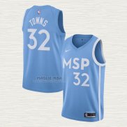 Maglia Karl-Anthony Towns NO 32 Minnesota Timberwolves Citta Edition 2019-20 Blu