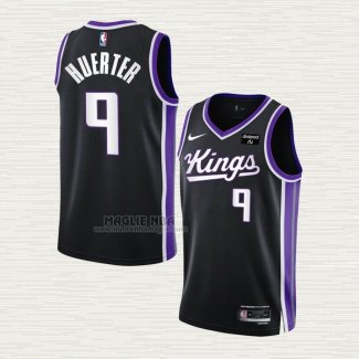 Maglia Kevin Huerter NO 9 Sacramento Kings Icon 2023-24 Nero