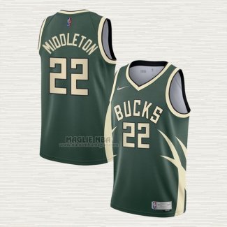 Maglia Khris Middleton NO 22 Milwaukee Bucks Earned 2020-21 Verde