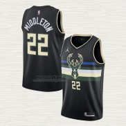 Maglia Khris Middleton NO 22 Milwaukee Bucks Statement 2020-21 Nero