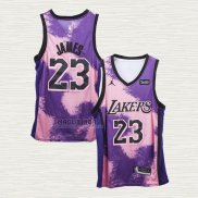 Maglia LeBron James NO 23 Los Angeles Lakers Fashion Royalty Viola