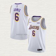 Maglia LeBron James NO 6 Los Angeles Lakers Association 2021-22 Bianco