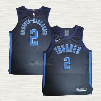 Maglia Shai Gilgeous-Alexander NO 2 Oklahoma City Thunder Earned Autentico Nero