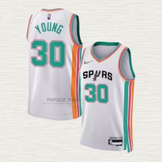 Maglia Thaddeus Young NO 30 San Antonio Spurs Citta 2021-22 Bianco