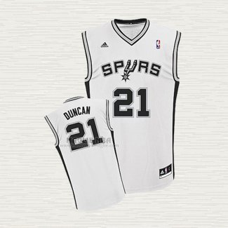 Maglia Tim Duncan NO 21 San Antonio Spurs Throwback Bianco