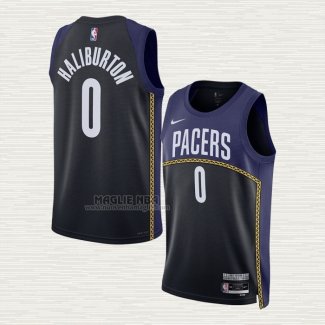 Maglia Tyrese Haliburton NO 0 Indiana Pacers Citta 2022-23 Blu