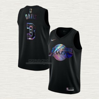 Maglia Anthony Davis NO 3 Los Angeles Lakers Iridescent Logo Nero