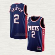 Maglia Blake Griffin NO 2 Brooklyn Nets Citta 2021-22 Blu