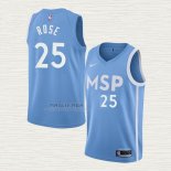 Maglia Derrick Rose NO 25 Minnesota Timberwolves Citta Blu