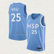 Maglia Derrick Rose NO 25 Minnesota Timberwolves Citta Blu